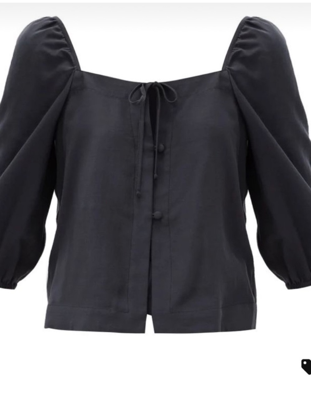 Casa Raki  set Square-Neck Black Puff-Sleeve Blouse with matching shorts